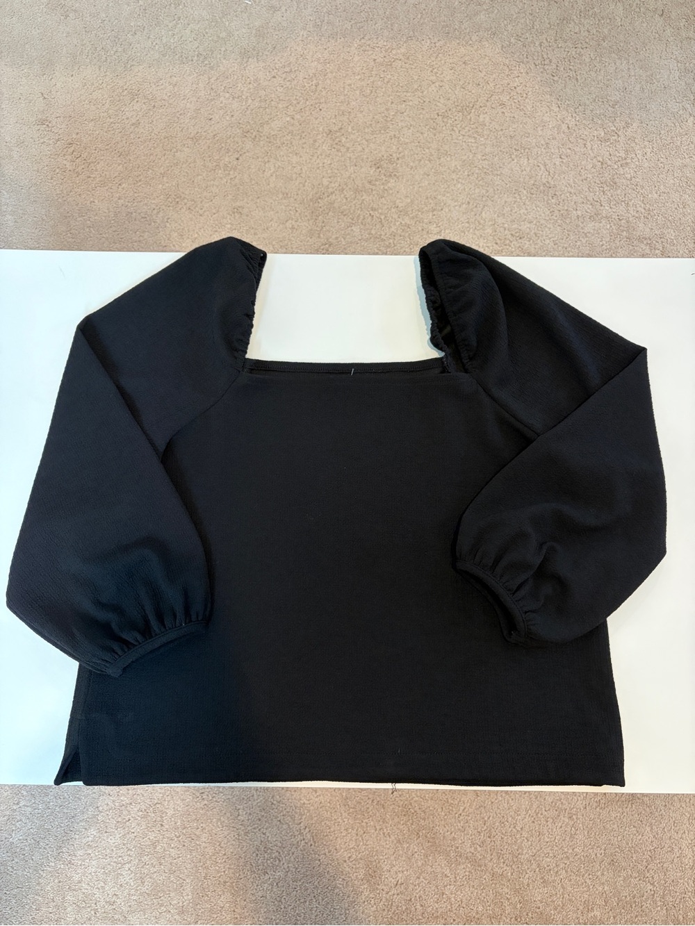 Madewell Black Square-Neck Puff Sleeve Tunic